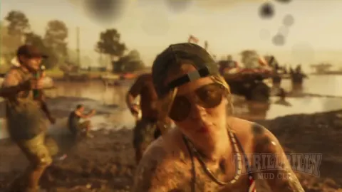 Dirt bike tearing through the mud