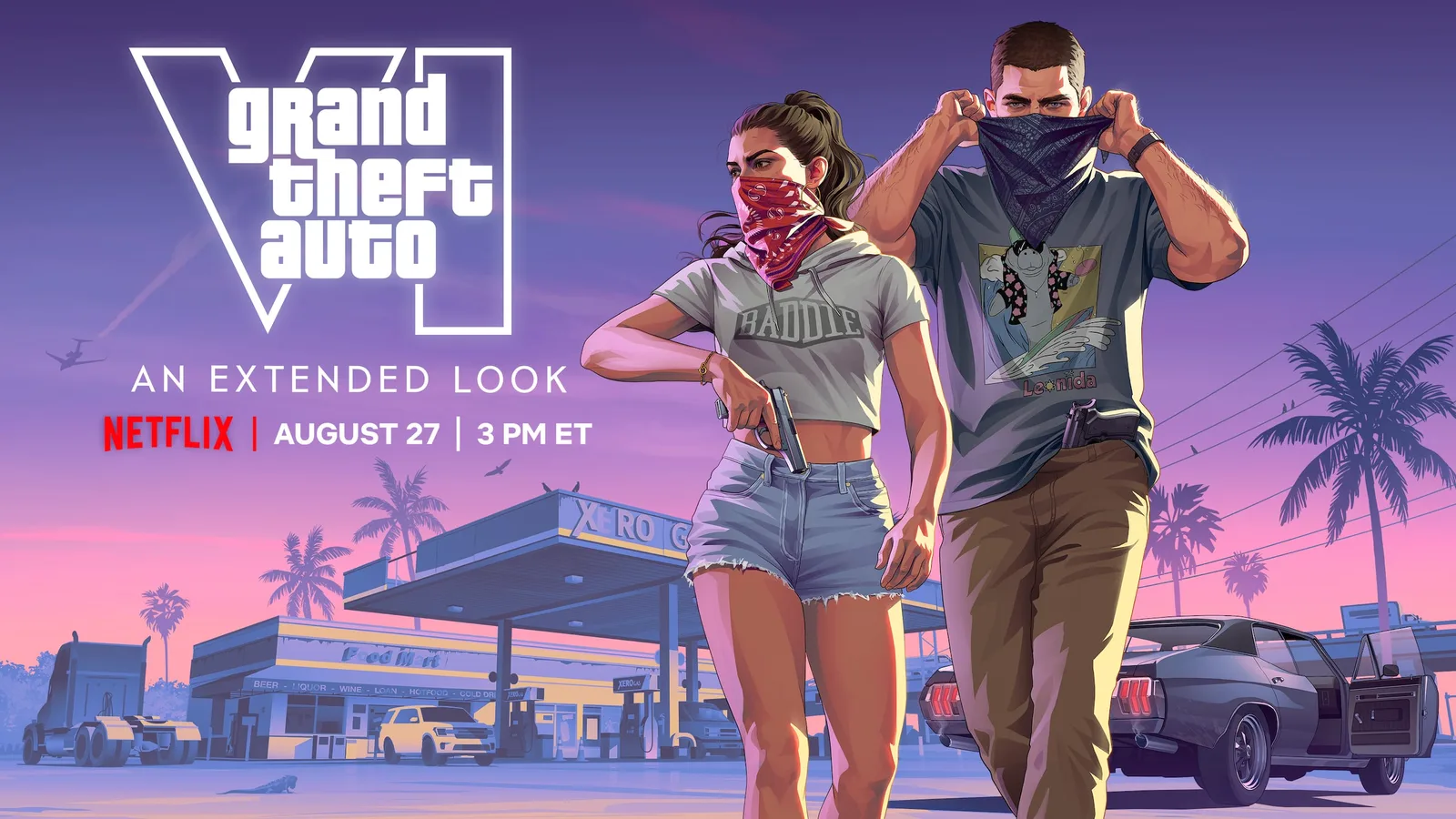 Lucia Caminos — official character art, orange top and pistol